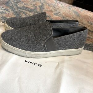Vince Light Grey Shearling Fuzzy Blair Slip On Sneakers Size 7.5